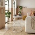 Pino Megapap metallic - Mdf side table in white - white marble effect color 35x35x58cm.