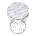 Pino Megapap metallic - Mdf side table in white - white marble effect color 35x35x58cm.