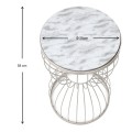 Pino Megapap metallic - Mdf side table in white - white marble effect color 35x35x58cm.