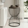Pino Megapap metallic - Mdf side table in walnut - black color 35x35x58cm.