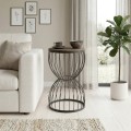 Pino Megapap metallic - Mdf side table in walnut - black color 35x35x58cm.