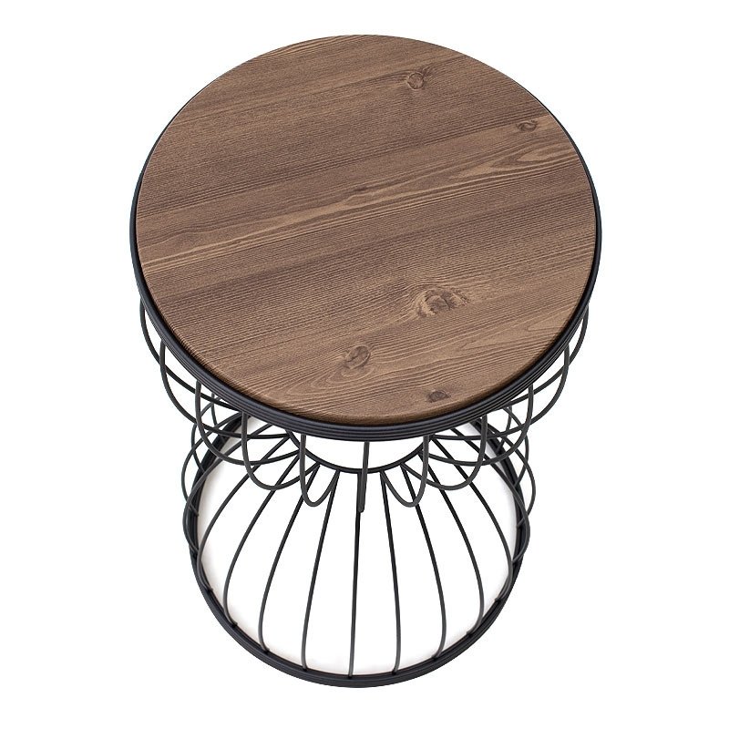 Pino Megapap metallic - Mdf side table in walnut - black color 35x35x58cm.