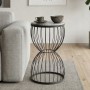 Pino Megapap metallic - Mdf side table in black - white marble effect color 35x35x58cm.