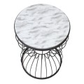 Pino Megapap metallic - Mdf side table in black - white marble effect color 35x35x58cm.