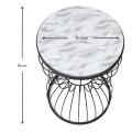 Pino Megapap metallic - Mdf side table in black - white marble effect color 35x35x58cm.