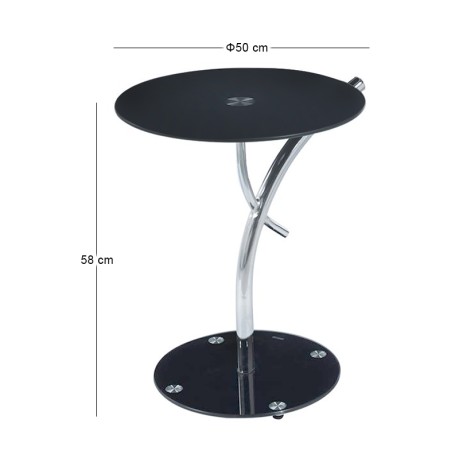 RAVEL Side Table D.50xH58cm, Glass Black