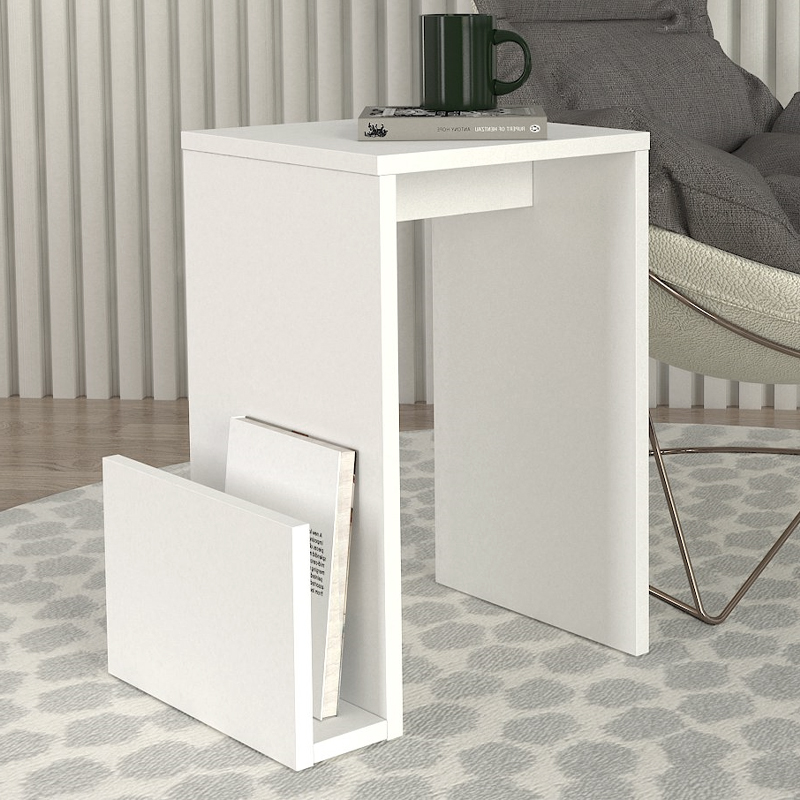 Regnar Megapap melamine side table in sapphire oak color 43.1x33.5x52cm.