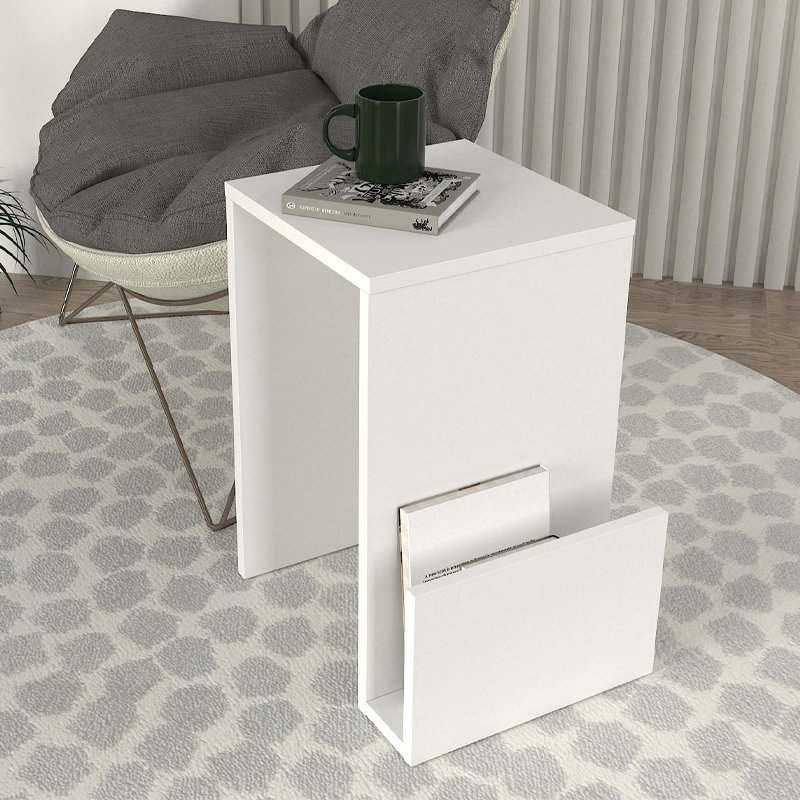 Regnar Megapap melamine side table in sapphire oak color 43.1x33.5x52cm.
