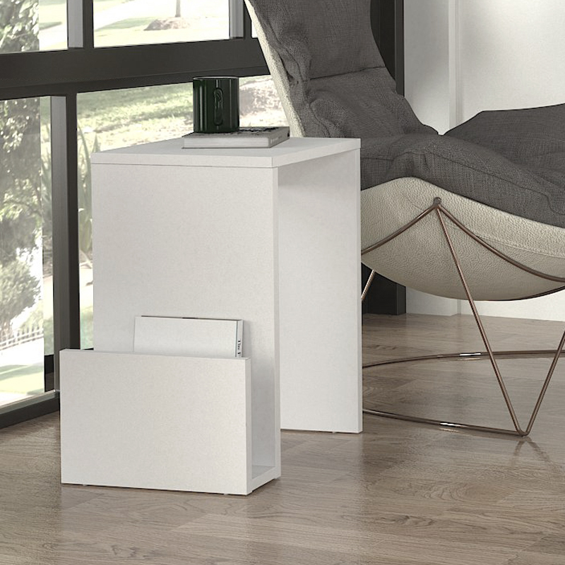 Regnar Megapap melamine side table in sapphire oak color 43.1x33.5x52cm.