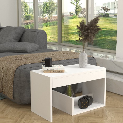 Τραπεζάκι βοηθητικό Rosana Megapap χρώμα λευκό 35x29,5x60εκ.