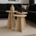 Τραπεζάκι βοηθητικό σετ 3 τμχ Podel Megapap χρώμα travertine Ø29,6x52,1εκ.