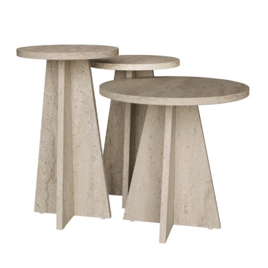 Podel Megapap melamine side table 3 pieces in travertine color Ø29,6x52,1cm.