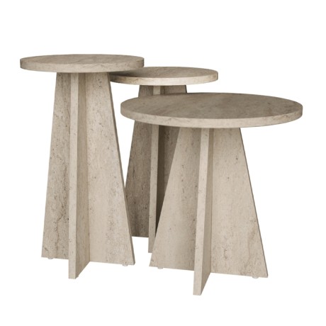 Podel Megapap melamine side table 3 pieces in travertine color Ø29,6x52,1cm.