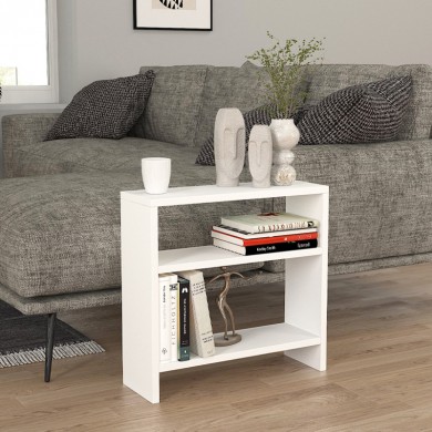 Silvanus Megapap melamine side table in white color 51x17,5x49cm.