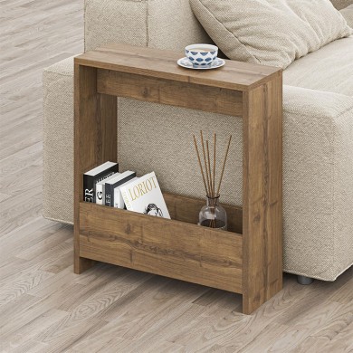 Simpi Megapap melamine side table in light walnut color 55x20x60cm.