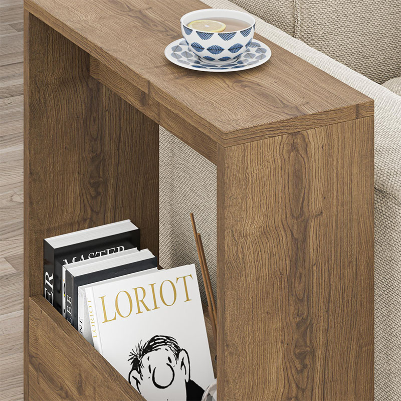 Simpi Megapap melamine side table in light walnut color 55x20x60cm.