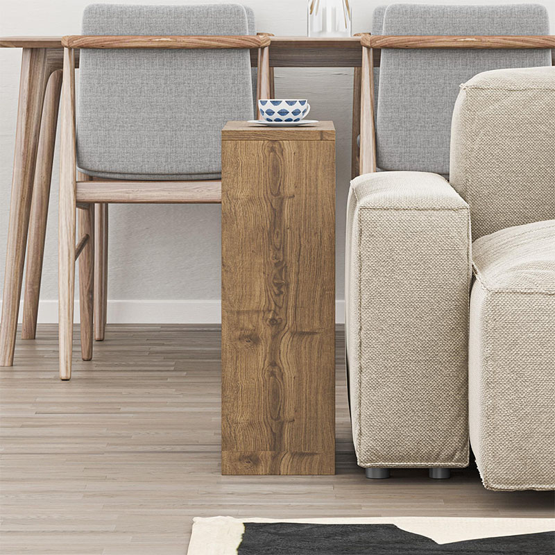 Simpi Megapap melamine side table in light walnut color 55x20x60cm.