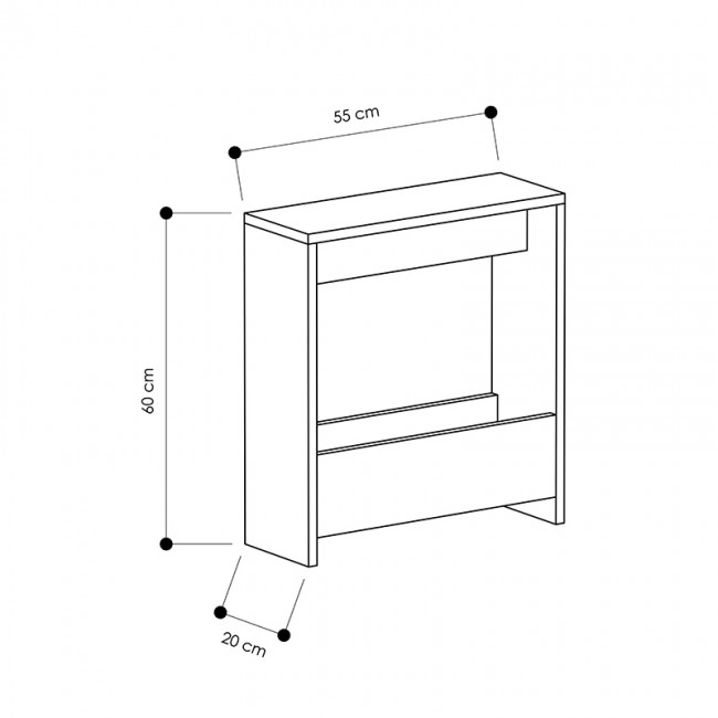 Τραπεζάκι βοηθητικό Simpi Megapap χρώμα ανοιχτό καρυδί 55x20x60εκ.
