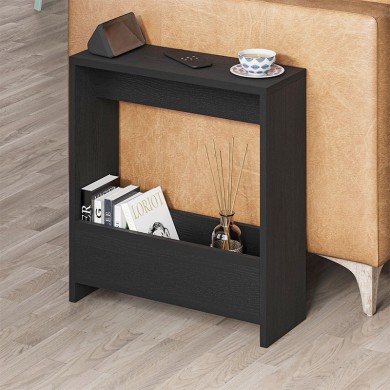 Simpi Megapap melamine side table in black wood color 55x20x60cm.
