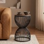 Stella Megapap metal - MDF side table in black - walnut color Ø34,5x56,5cm.