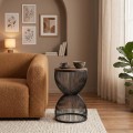 Stella Megapap metal - MDF side table in black - walnut color Ø34,5x56,5cm.