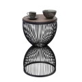 Stella Megapap metal - MDF side table in black - walnut color Ø34,5x56,5cm.
