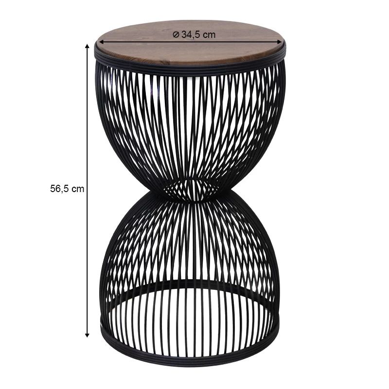 Stella Megapap metal - MDF side table in black - walnut color Ø34,5x56,5cm.