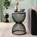 Stella Megapap metal - MDF side table in black - white marble effect color Ø34,5x56,5cm.