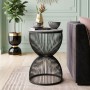 Stella Megapap metal - MDF side table in black - white marble effect color Ø34,5x56,5cm.