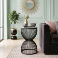 Stella Megapap metal - MDF side table in black - white marble effect color Ø34,5x56,5cm.