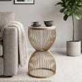 Stella Megapap metal - MDF side table in gold - white marble color Ø34,5x56,5cm.