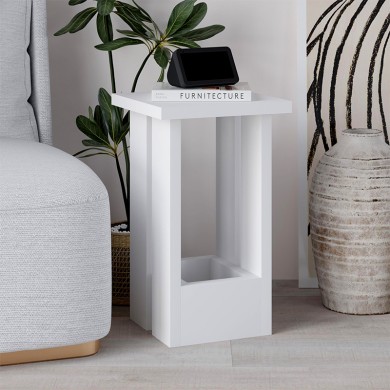 Tasos Megapap melamine side table in white color 30x30x50.3cm.