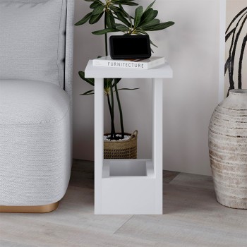 Τραπεζάκι βοηθητικό Tasos Megapap χρώμα λευκό 30x30x50,3εκ.