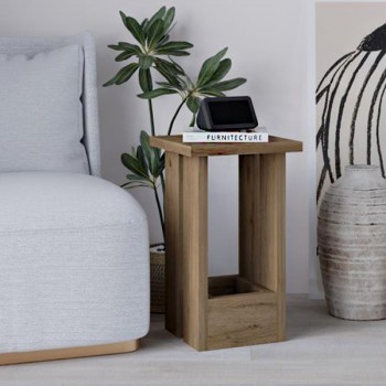 Τραπεζάκι βοηθητικό Tasos Megapap χρώμα sepet oak 30x30x50,3εκ.