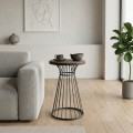 Tekosi Megapap metallic - Mdf side table in walnut - black color 35x35x58cm.