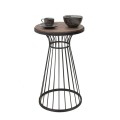 Tekosi Megapap metallic - Mdf side table in walnut - black color 35x35x58cm.