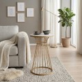 Tekosi Megapap metallic - Mdf side table in gold - white marble effect color 35x35x58cm.
