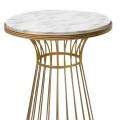 Tekosi Megapap metallic - Mdf side table in gold - white marble effect color 35x35x58cm.