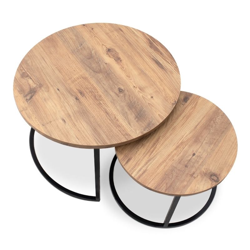 Gary Megapap Mdf/metallic coffee tables in acacia color 65x65x44cm.
