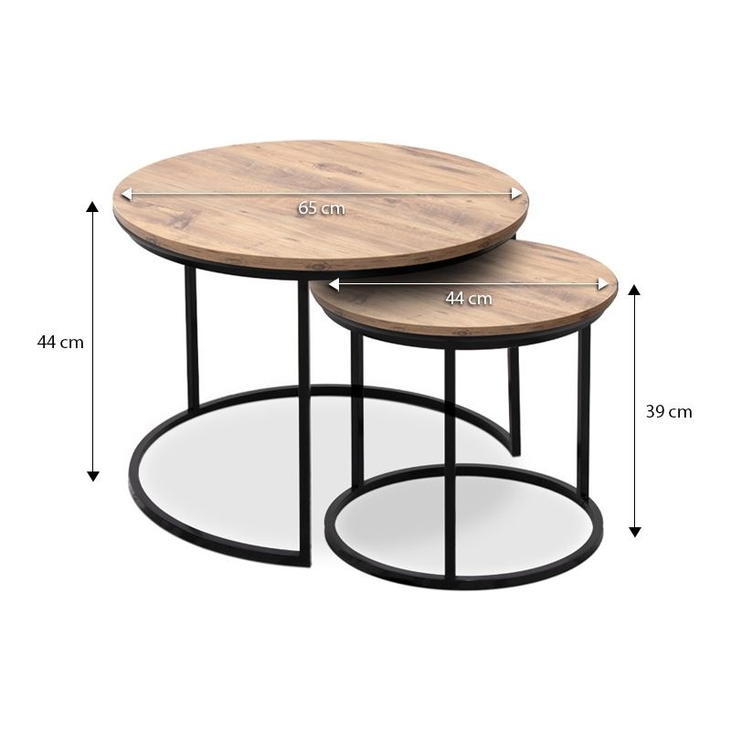 Gary Megapap Mdf/metallic coffee tables in acacia color 65x65x44cm.