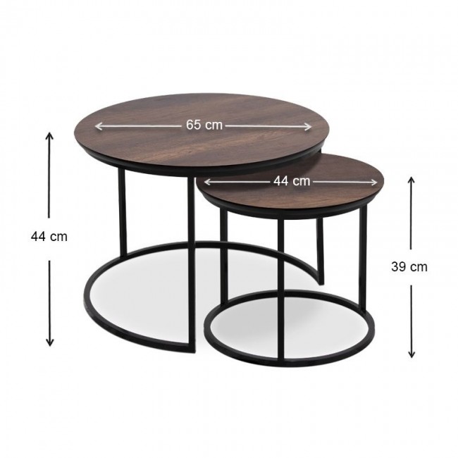Gary Megapap Mdf/metallic coffee tables in walnut color 65x65x44cm.