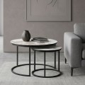 Gary Megapap Mdf/metallic coffee tables in beige marble effect color 65x65x44cm.