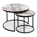 Gary Megapap Mdf/metallic coffee tables in beige marble effect color 65x65x44cm.