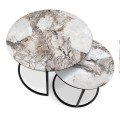 Gary Megapap Mdf/metallic coffee tables in beige marble effect color 65x65x44cm.