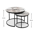 Gary Megapap Mdf/metallic coffee tables in beige marble effect color 65x65x44cm.