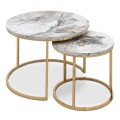 Gary Megapap Mdf/metallic coffee tables in beige marble effect - gold color 65x65x44cm.