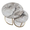 Gary Megapap Mdf/metallic coffee tables in beige marble effect - gold color 65x65x44cm.