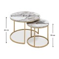 Gary Megapap Mdf/metallic coffee tables in beige marble effect - gold color 65x65x44cm.