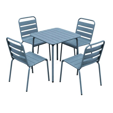 BRIO Slat Set (Table 70x70cm+4 Chairs) Metal Sandy Blue 5415C