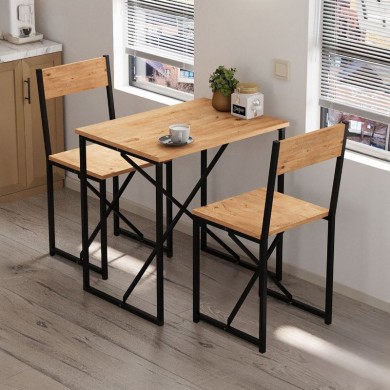 Maysa Megapap melamine - metal kitchen set in black - pine oak color 72.5x52.5x71.8cm.